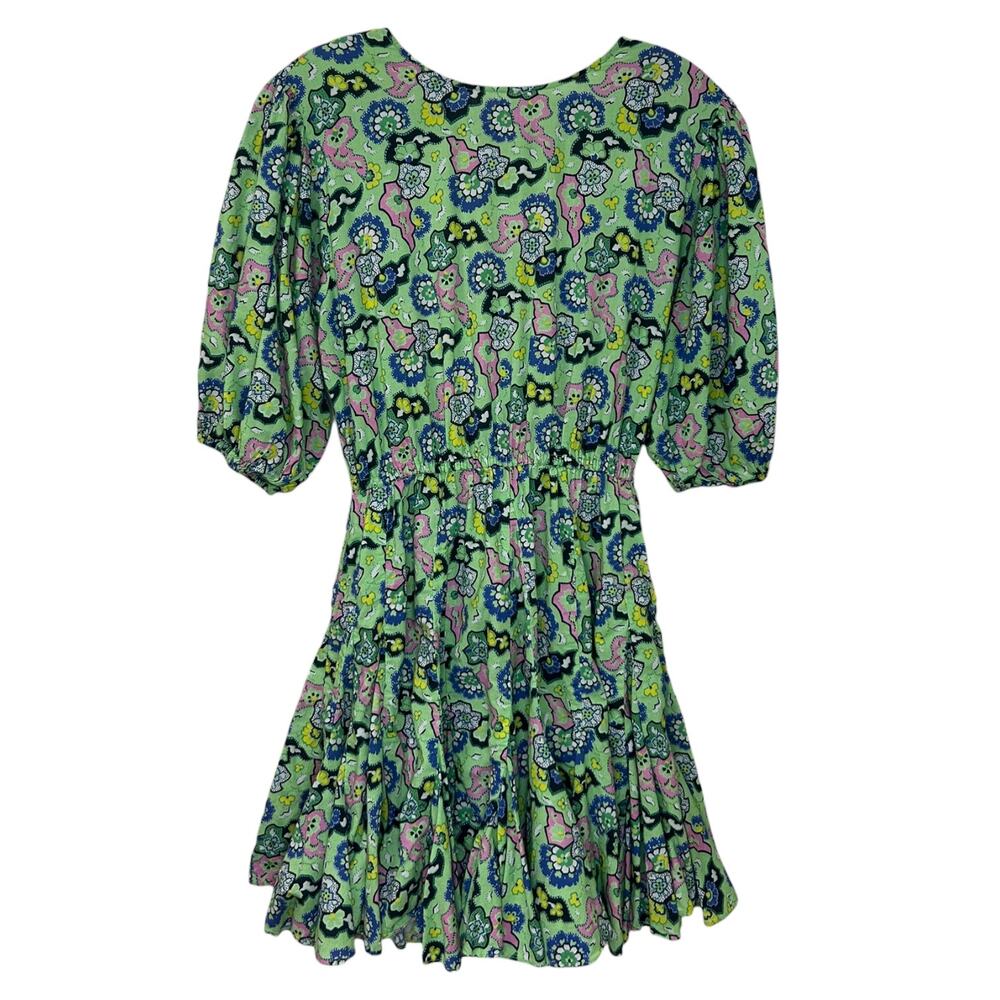 Rhode Women's 'Molly' Mini Dress Mosaic Floral Grass Flowy Open-Back Green Small - Picture 2 of 13